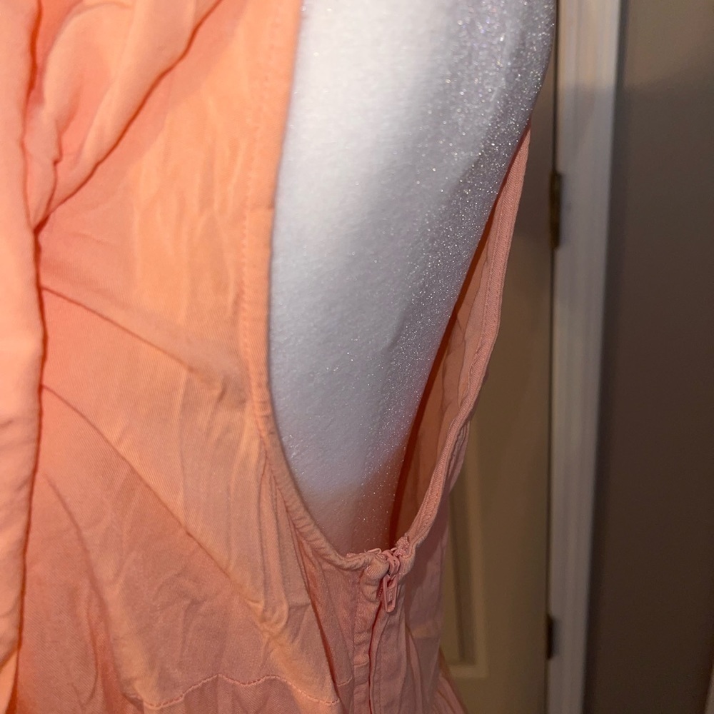 Torrid ruffle collar side zip high low dress in soft peach. - Picture 3 of 8